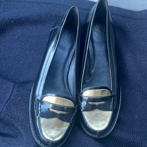 Black and gold Donald Pliner Loafers